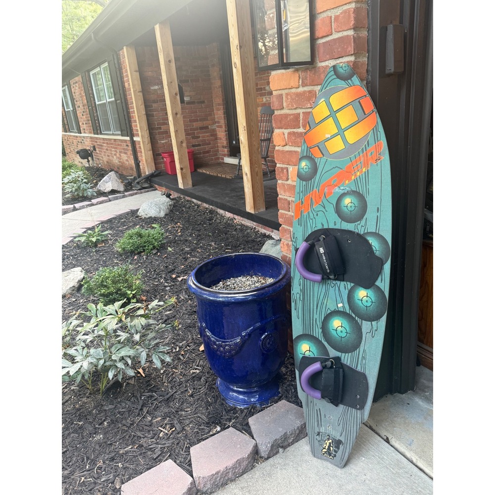 Vintage Hyperlite Phaser Equipped Wakeboard Teal Orange Handbuilt USA Fins